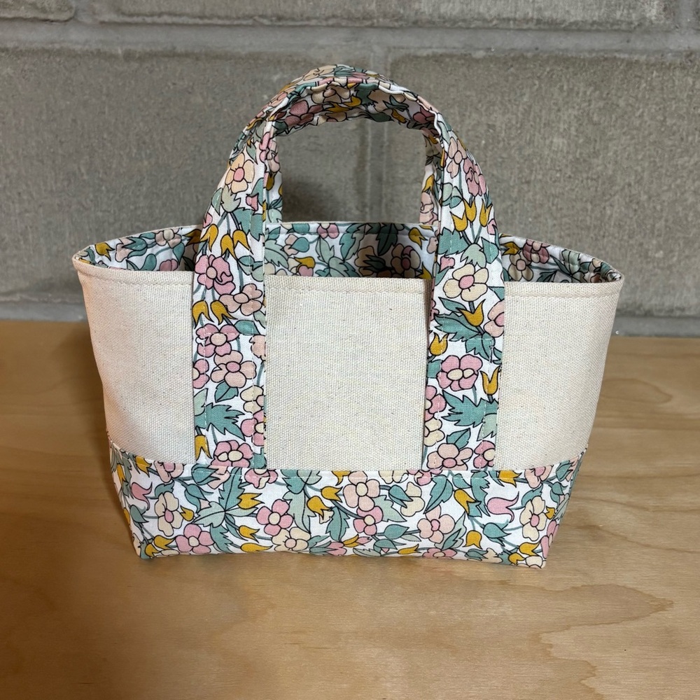 Handmade Floral Canvas Mini Tote Bag